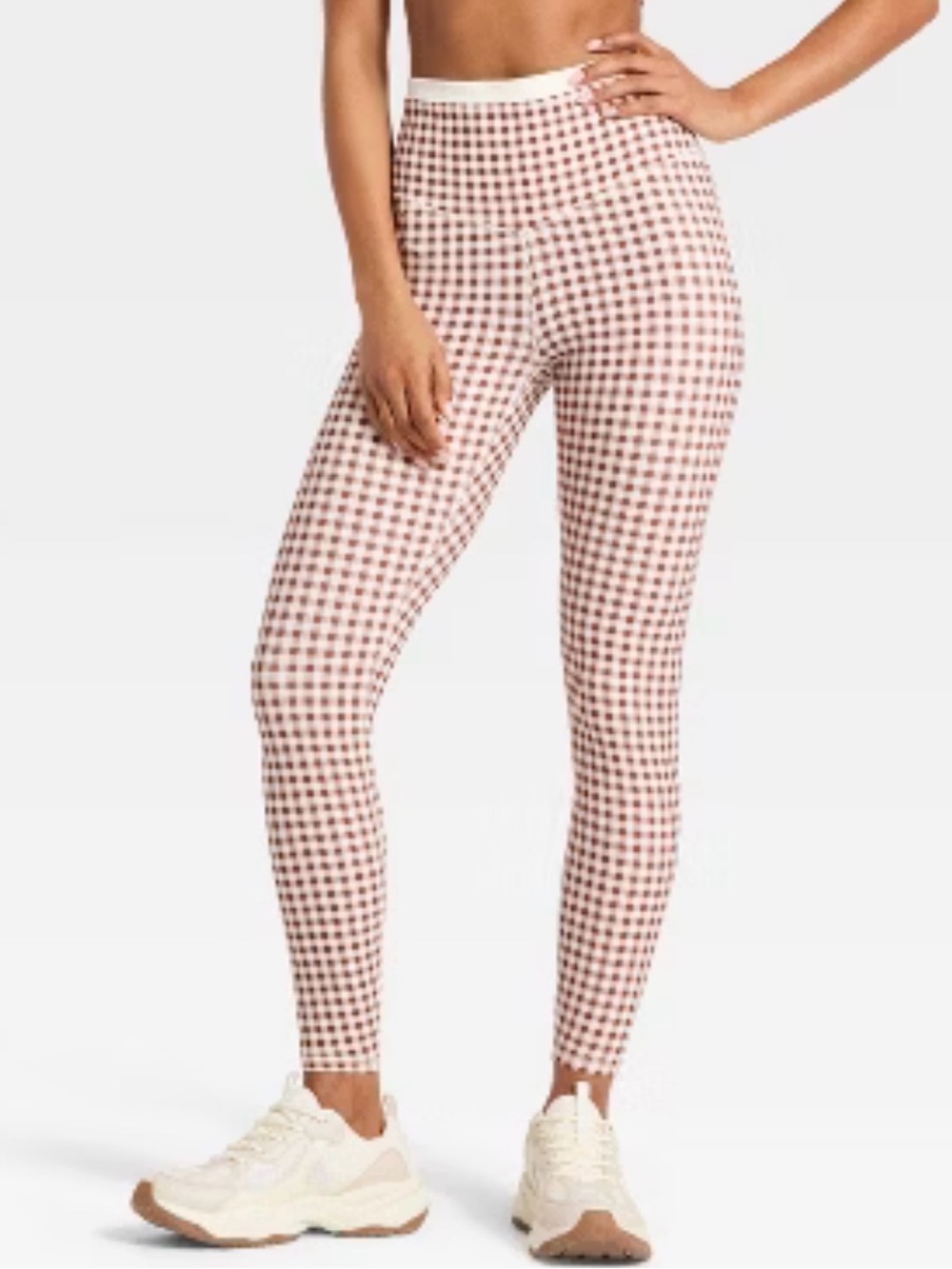 JoyLab Pink Gingham High-Waist Leggings